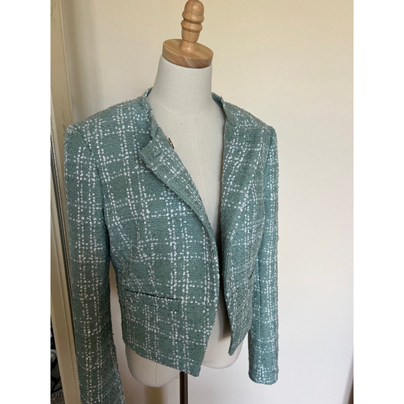 NWT Derek Lam 10 Crosby Jacket Size 8 Turquoise Sequin - Picture 5 of 9